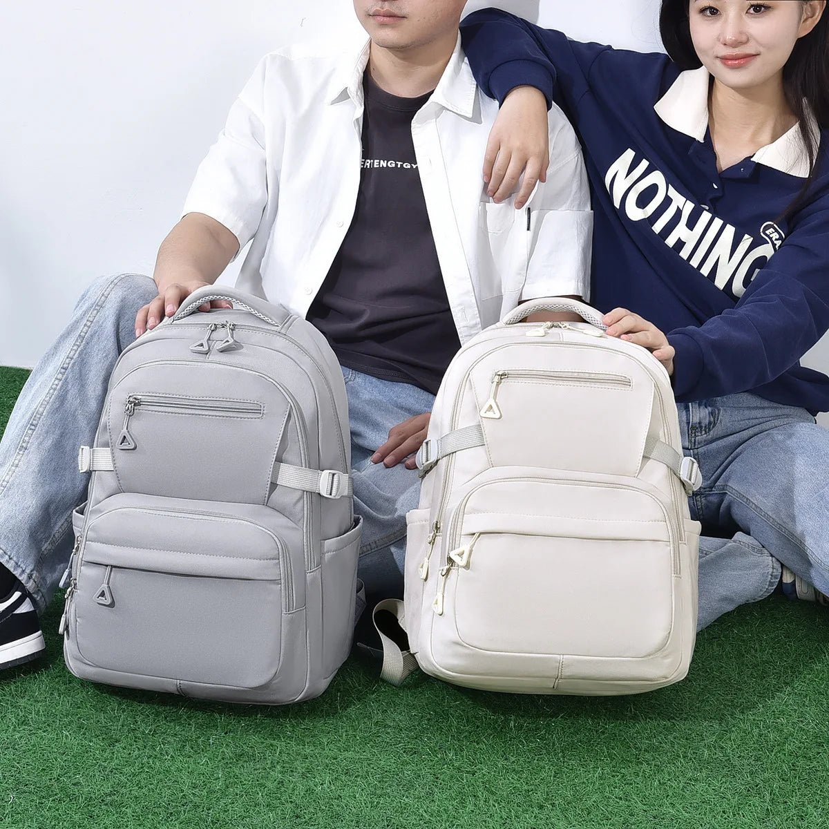 Women's Trendy Korean Style Junior High School Backpack Simple Casual School Bag for Students Large Capacity for Campus - Zeprah
