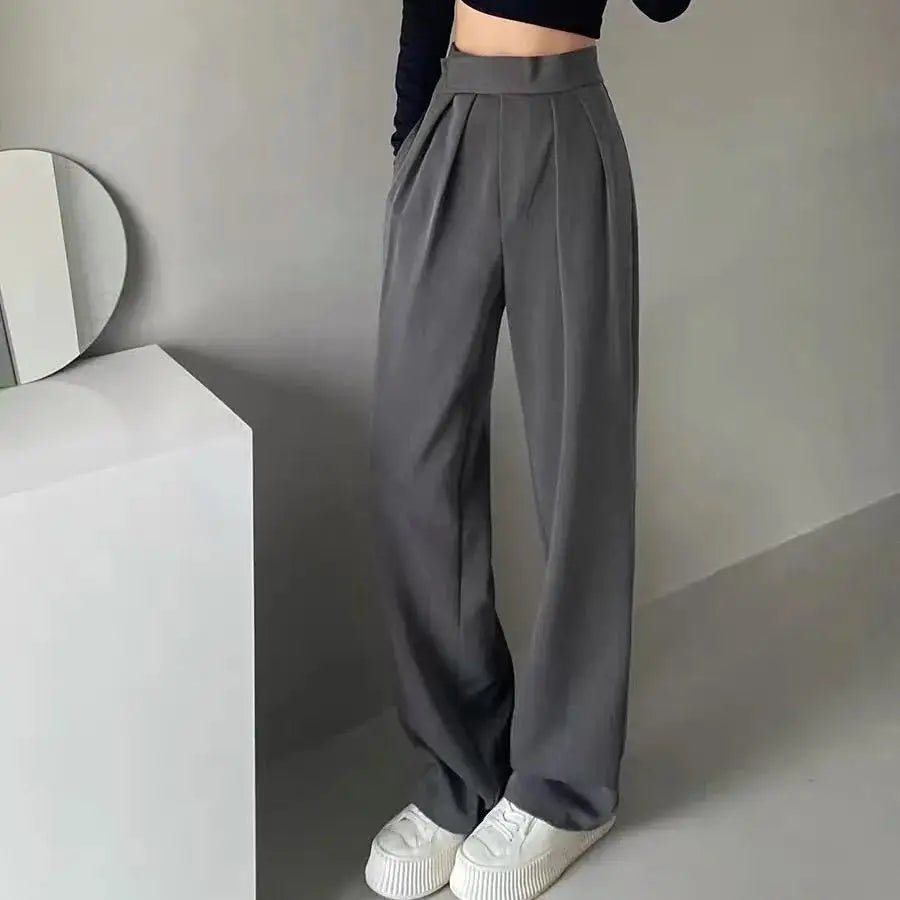 Women's Trendy Summer Straight Leg High Waist Casual Loose Fit Pants Polyester/Cotton Zipper Fly - Zeprah