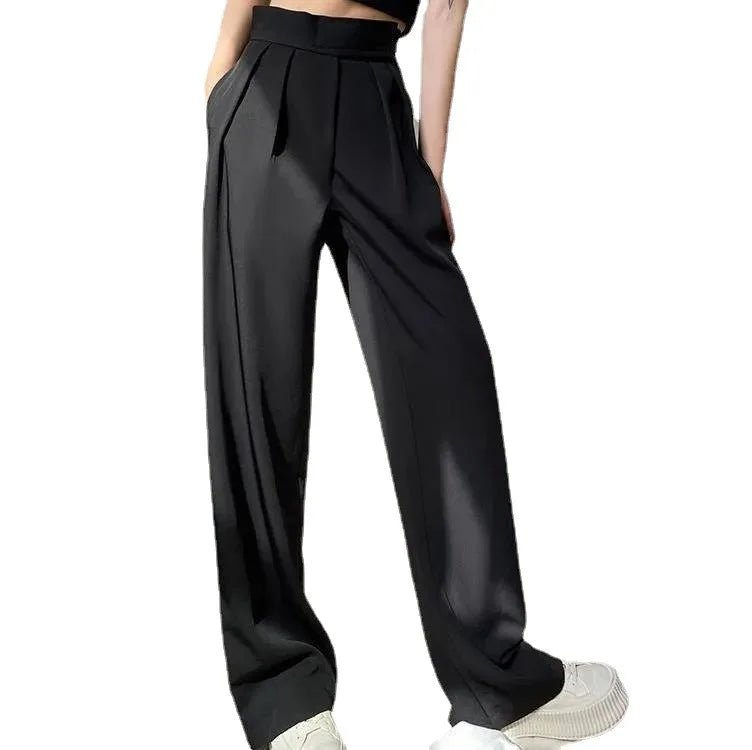 Women's Trendy Summer Straight Leg High Waist Casual Loose Fit Pants Polyester/Cotton Zipper Fly - Zeprah