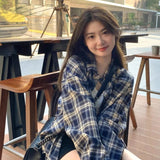 Women's Vintage Slouchy Plaid Shacket Wholesale Spring Fall Loose Casual Long - Sleeve Shirt Jacket - Zeprah
