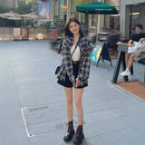 Women's Vintage Slouchy Plaid Shacket Wholesale Spring Fall Loose Casual Long - Sleeve Shirt Jacket - Zeprah