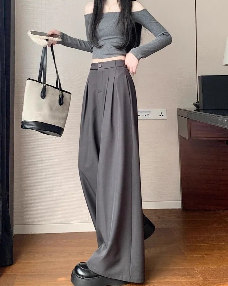 Women's Wide - Leg Pants Summer New Arrivals High - End Drapey Loose - Fit Straight - Leg Trousers for Petite Figures - Zeprah