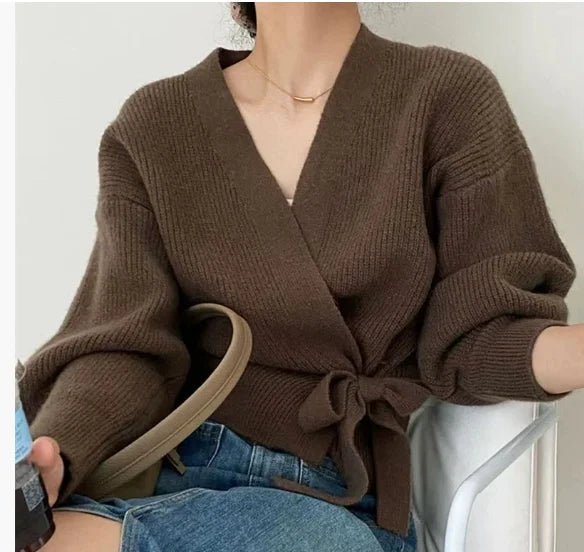 Women's Winter French Retro Anti - Pilling Slimming Design Knitted Cardigan - Zeprah