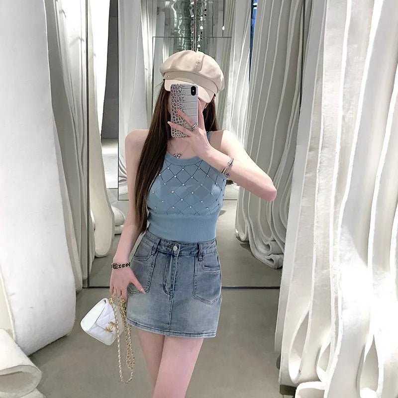 Workout Sleeveless Knitted Tank Top for Women Camisole Basic tank Top - Zeprah