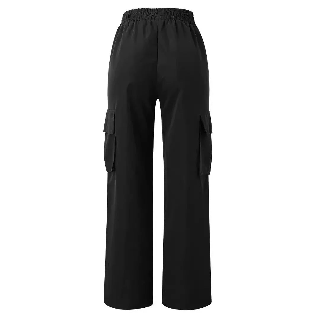 Workwear Casual Pants Women's High Waist Wide Leg Straight Breathable American Style Retro Sports Pants - Zeprah