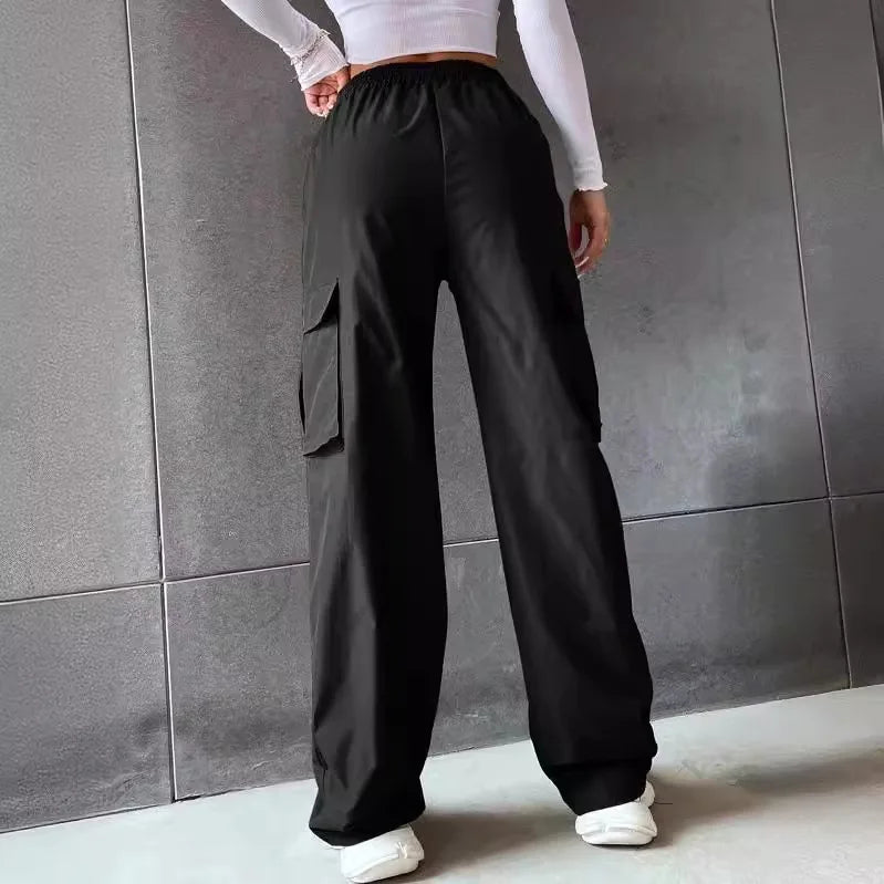Workwear Casual Pants Women's High Waist Wide Leg Straight Breathable American Style Retro Sports Pants - Zeprah