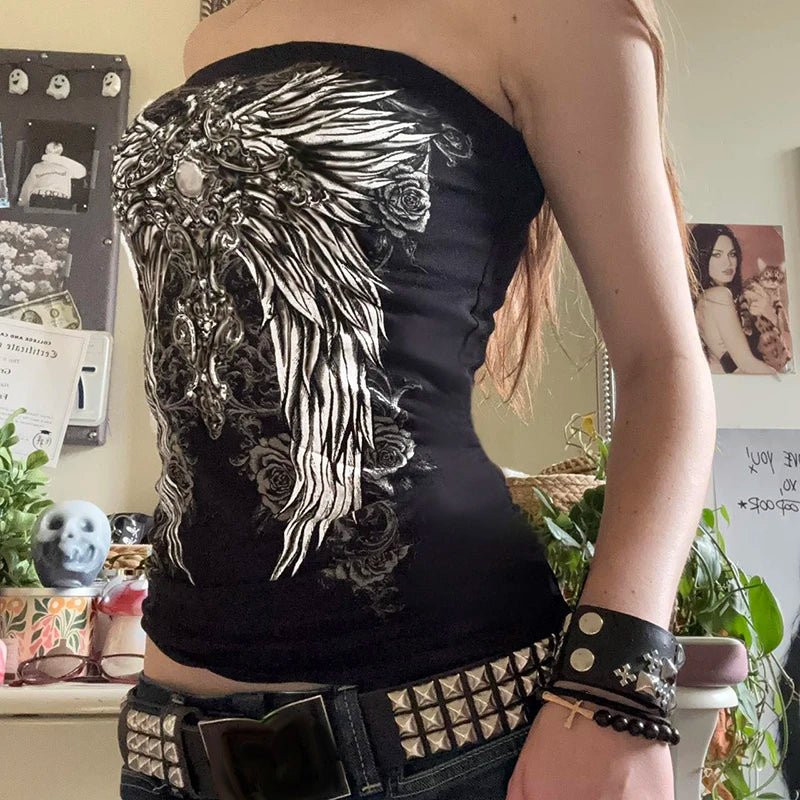 Y2K Autumn Gothic Style Animal Print Knitted Digital Top | Off - Shoulder Long Sleeve Slim Fit T-Shirt for Women - Zeprah