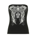 Y2K Autumn Gothic Style Animal Print Knitted Digital Top | Off - Shoulder Long Sleeve Slim Fit T-Shirt for Women - Zeprah